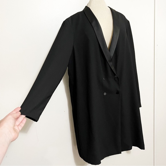 Topshop Satin Trim Black Blazer Dress 12 - Picture 3 of 11